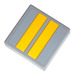 LEGO Medium Stone Gray Tile 2 x 2 with Two Yellow Stripes Sticker with Groove (3068)