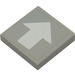 LEGO Medium Stone Gray Tile 2 x 2 with White Wide Arrow Sticker with Groove (3068)