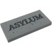 LEGO Medium Steengrijs Tegel 2 x 4 met &#039;ASYLUM&#039; Sticker (87079)