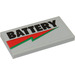 LEGO Medium Stone Gray Tile 2 x 4 with Battery Logo Sticker (87079)