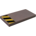 LEGO Medium Stone Gray Tile 2 x 4 with Hazard Stripes Sticker (87079)