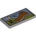 LEGO Medium Stone Gray Tile 2 x 4 with Jurassic Park Map (37831 / 87079)