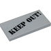 LEGO Medium Stone Gray Tile 2 x 4 with Keep Out Sticker (87079)