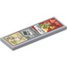 LEGO Medium Stone Gray Tile 2 x 6 with Adverts for Jazz, Tea and Typewriter Sticker (69729)