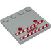 LEGO Mittleres Steingrau Fliese 4 x 4 mit Bolzen auf Kante mit 2 Arrows, &#039;DANGER&#039; und rot und Weiß Danger Streifen Aufkleber (6179)