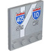 LEGO Medium Stone Gray Tile 4 x 4 with Studs on Edge with &#039;405 SOUTH&#039; and &#039;10 WEST&#039; Road Signs Sticker (6179)