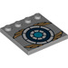 LEGO Mittleres Steingrau Fliese 4 x 4 mit Bolzen auf Kante mit Blau &amp; Weiß Target und Wings  (6179 / 12960)