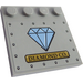 LEGO Mittleres Steingrau Fliese 4 x 4 mit Bolzen auf Kante mit Medium Blau Diamant, Rivets und &#039;Diamant CO.&#039; Aufkleber (6179)