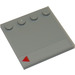 LEGO Medium Stone Gray Tile 4 x 4 with Studs on Edge with Red arrow on the left Sticker (6179)