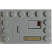 LEGO Medium Stone Gray Tile 4 x 6 with Studs on 3 Edges with Dark Tan Hatch and Black Outlined Hatch with Dark Red Button Sticker (6180)