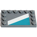 LEGO Medium Stone Gray Tile 4 x 6 with Studs on 3 Edges with Diagonal Stripe Right Sticker (6180)