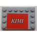 LEGO Medium steengrijs Tegel 4 x 6 met Noppen aan 3 Edges met &#039;KIMI&#039; Sticker (6180)