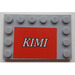 LEGO Gris pierre moyen Tuile 4 x 6 avec Goujons sur 3 Edges avec &#039;KIMI&#039; Autocollant (6180)