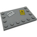 LEGO Mittleres Steingrau Fliese 4 x 6 mit Bolzen auf 3 Edges mit &#039;OPEN 8-5 MON-SAT&#039; und &#039;Hund Bewachen&#039; Aufkleber (6180)