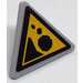 LEGO Medium Stone Gray Triangular Sign with Black Falling Rocks Sticker with Split Clip (30259)