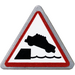 LEGO Mittleres Steingrau Dreieckig Sign mit Auto Falling into Water Aufkleber mit geschlitztem Clip (30259)