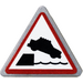 LEGO Medium Stone Gray Triangular Sign with Car Falling into Water Sticker with Split Clip (30259)