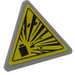LEGO Mittleres Steingrau Dreieckig Sign mit Explosive Aufkleber mit geteiltem Clip (30259 / 39728)