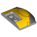 LEGO Mittleres Steingrau Keil 3 x 4 x 0.7 mit Recess mit Gelb Zyclops Armor (93330 / 104183)
