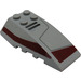 LEGO Medium Stone Gray Wedge 6 x 4 Triple Curved with 2 Black Stripes and 2 Dark Red Markings (Left) Sticker (43712)