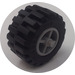 LEGO Keskitumma kivenharmaa Wheel Centre Wide with Stub Axles with Tire 21mm D. x 12mm - Offset Tread Small Wide with Band Around Center of Tread