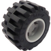 LEGO Medium Stone Gray Wheel Rim Wide Ø11 x 12 with Notched Hole with Tire 21mm D. x 12mm - Offset Tread Small Wide with Band Around Center of Tread