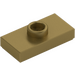 LEGO Metallisk guld Plade 1 x 2 med 1 Stud (med spor og Bund Knops Holder) (15573 / 78823)