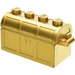 LEGO Metallisches Gold Treasure Chest mit Deckel (Dickes Scharnier mit Schlitzen hinten)