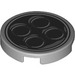 LEGO Metallic Silver Tile 2 x 2 Round with Exhaust Circles with Bottom Stud Holder (14769 / 103741)