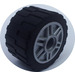 LEGO Argento metallizzato Wheel Rim Ø18 x 14 with Pin Hole with Tire 24 x 14 Shallow Tread (Tread Small Hub) without Band around Center of Tread