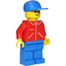 LEGO Milk Float Driver in red Zipper jacket with blue Cap Minifigure