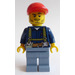 LEGO Miner wearing blue shirt and sand blue parts with red cap Minifigure