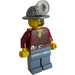 LEGO Miner with Mining Hat, Goggles, Beard, Dark Red Shirt, Orange Tie and Sand Blue Pants Minifigure