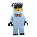 LEGO Minifigur Bright Licht Blau mit Hund Helm und Streifen Tie Bogen Minifigur