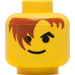 LEGO Minifig Head with Brown Hair over Eye and Black Eyebrows (Safety Stud) (3626)