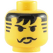 LEGO Minifig Head with Smirk &amp; Black Moustache (Safety Stud) (3626)