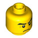 LEGO Minifigure Head Frowning with Crow&#039;s Feet Lines by Eyes (Safety Stud) (3626 / 93390)