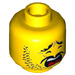 LEGO Minifigure Kopf mit Schwarz Stubble, Schwarz Eyebrows &amp; Moustache - Scared Breit Open Mouth Expression (Einbau-Vollbolzen) (3626 / 34332)
