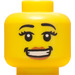 LEGO Minifigure Head with Eyelashes and Big Smile (Safety Stud) (3626 / 93396)