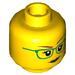LEGO Minifigure Head with Green Glasses (Recessed Solid Stud) (3626 / 56863)
