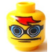 LEGO Minifigure Hoofd met Hoofd met Blauw Goggles en Rood Bangs (Veiligheids Stud) (3626)