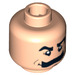 LEGO Minifigure Head with Large Bushy Black Moustache (Safety Stud) (3626 / 63171)
