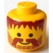 LEGO Minifiguur Hoofd met Messy Haar, Bruin Snor (Massieve nop)