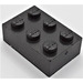 LEGO Modulex Black Modulex Brick 2 x 3 with Lego on Studs