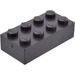 LEGO Modulex Zwart Modulex Steen 2 x 4 met LEGO Aan Studs