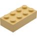 LEGO Modulex Geelbruin Modulex Steen 2 x 4 met LEGO Aan Studs