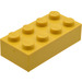 LEGO Modulex Okergeel Modulex Steen 2 x 4 met LEGO Aan Studs