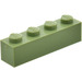 LEGO Modulex Olive Green Modulex Brick 1 x 4 (Lego on studs)