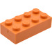 LEGO Modulex Oranje Modulex Steen 2 x 4 met LEGO Aan Studs
