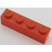 LEGO Modulex Rot Modulex Stein 1 x 4 mit M auf Noppen